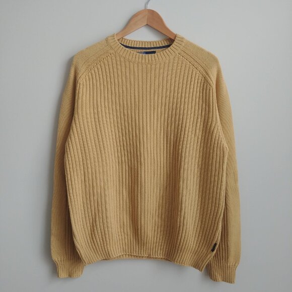 Vintage made in Italy Men's Large merino wool blend thick yellow sweater - Picture 4 of 16